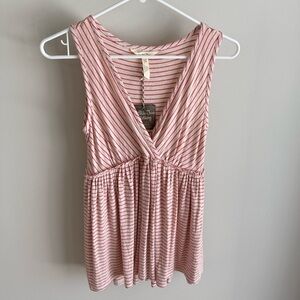 Matilda Jane Striped Baby Doll Tunic Tank Top - Red/Oatmeal - Size XS - NWT